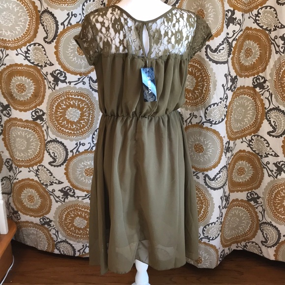 Olive Illusion Dress - Picture 5 of 6